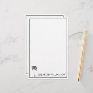 Papeterie Palmier Palmetto Noir Côté Mer Personnalisé