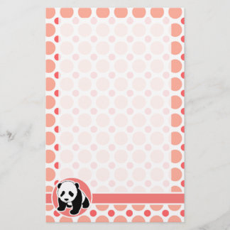 Papeterie Panda bébé mignonne; Pois rose et corail