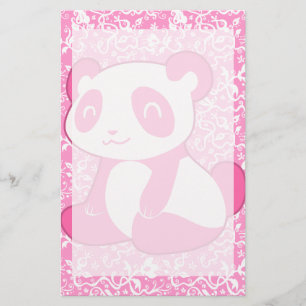 Papeterie Panda rose de bande dessinée