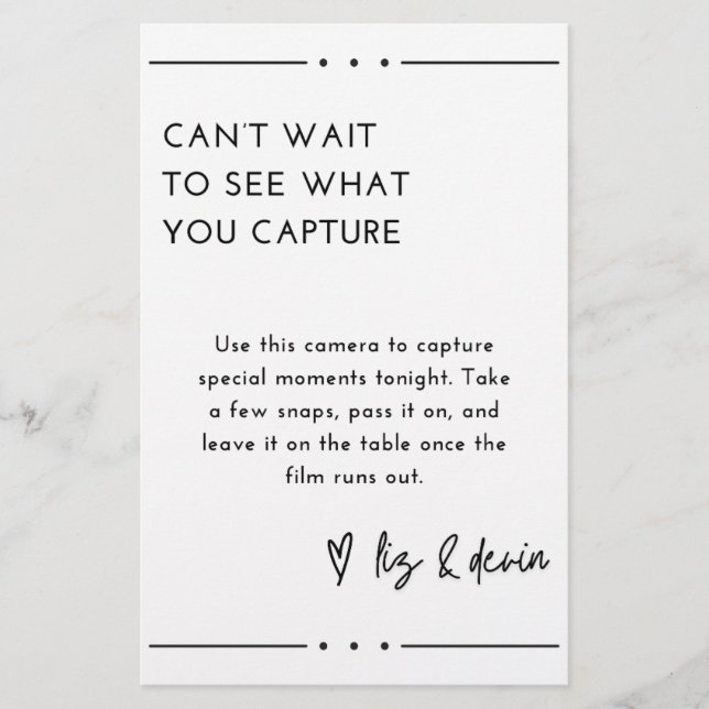 Papeterie Panneau de la table de la caméra jetable (Devant)