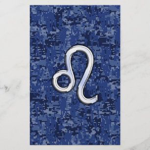 Papeterie Panneau Leo Zodiac sur Camouflage numérique bleu