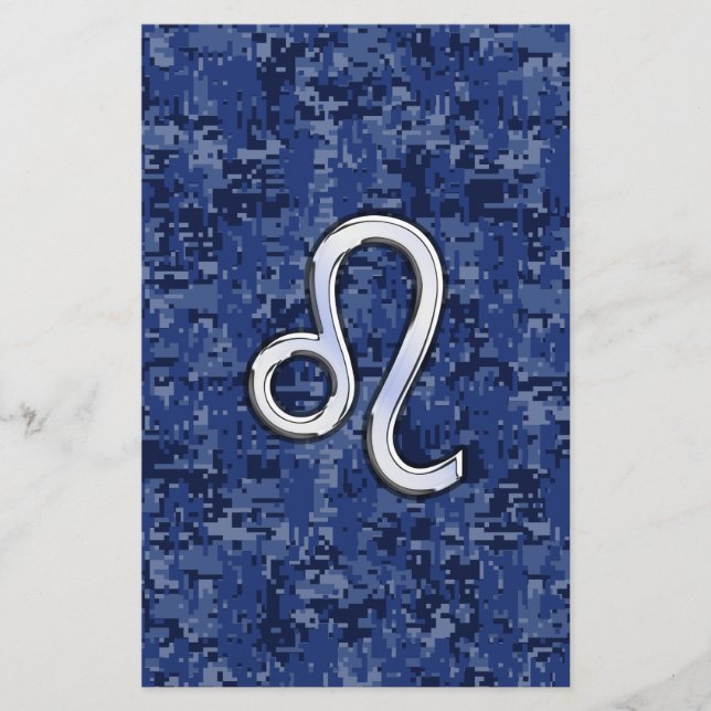 Papeterie Panneau Leo Zodiac sur Camouflage numérique bleu (Devant)