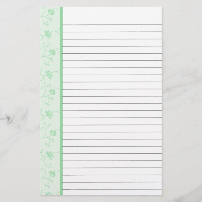 Papeterie Papier à fleurs vert (Devant)