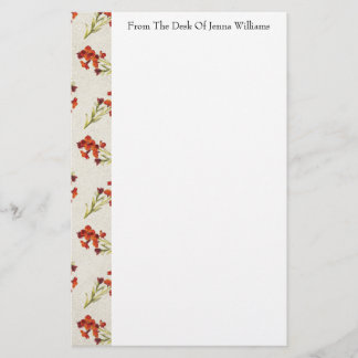 Papeterie Papier à lettres à motifs floraux rouges