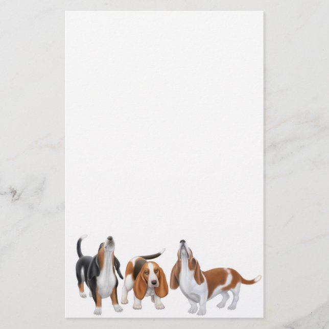 Papeterie Papier à lettres Basset Hounds (Devant)