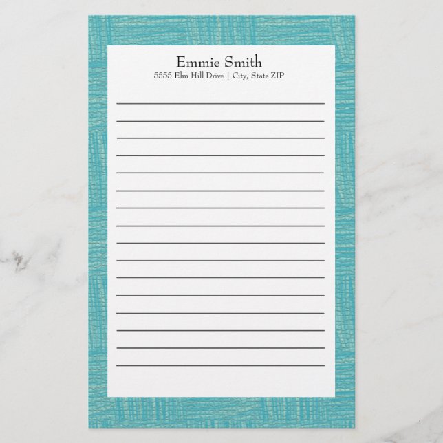 Papeterie Papier à lettres bleu et blanc personnalisé (Devant)