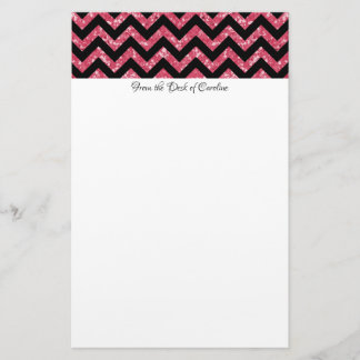 Papeterie Papier à lettres Chevron Parties scintillant rose