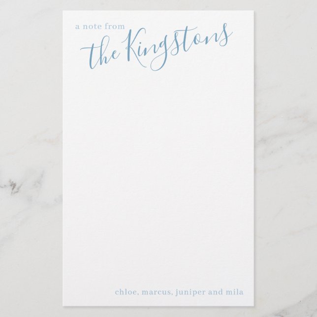 Papeterie Papier à lettres de script pour le nom de famille  (Devant)