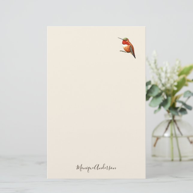 Papeterie Papier à lettres Ecru Hummingbird (Debout devant)