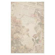 Papier à Lettres Floral de Journal Ancien