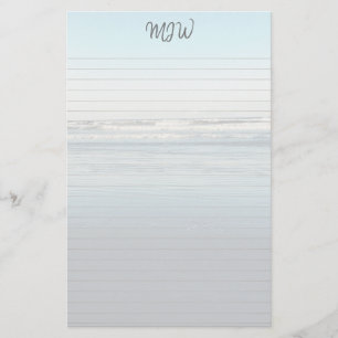 Papeterie Papier à Lettres Ligné Monogrammé avec Vagues qui