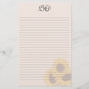 Papeterie Papier à Lettres Ligné Tournesols Rougissants Mono