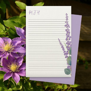 Papeterie Papier à lettres monogrammé ligné à la lavande et