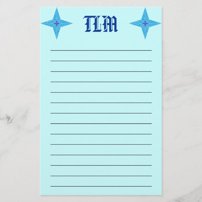 Papeterie Papier à lettres monogrammes Blue Star (Devant)
