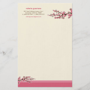 Papeterie Papier à lettres personnalisé Cherry Blossom (rose