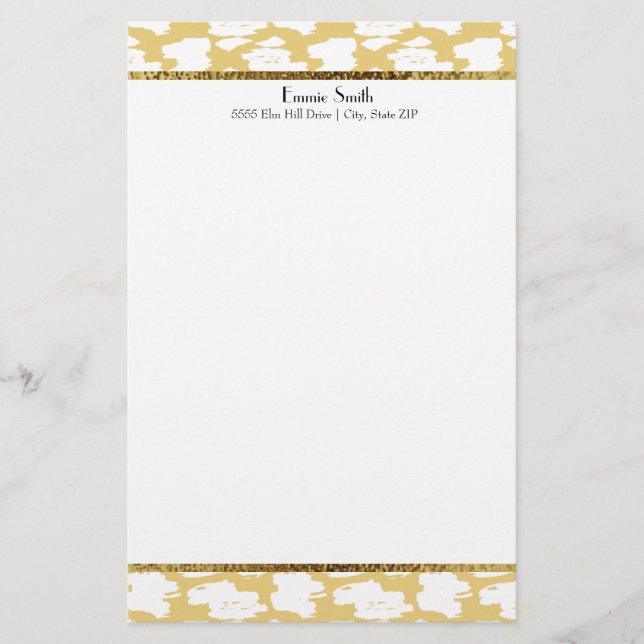 Papeterie Papier à lettres personnalisé en or jaune moutarde (Devant)