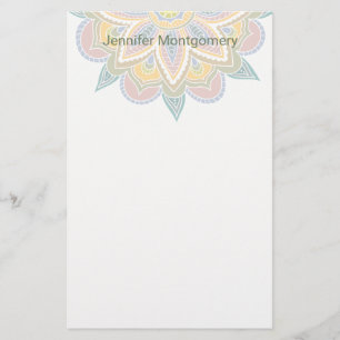 Papeterie Papier à lettres personnalisé Pastel BoHo Mandal