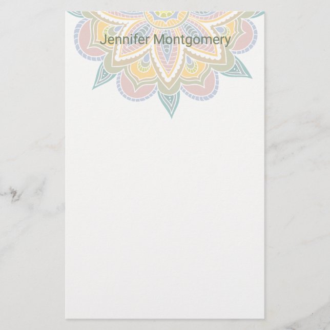 Papeterie Papier à lettres personnalisé Pastel BoHo Mandala (Devant)