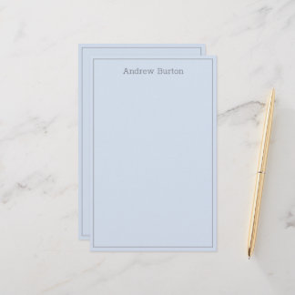 Papeterie Papier à lettres personnalisé simple | Argent bleu