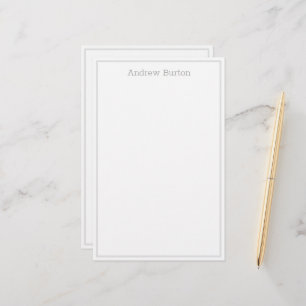 Papeterie Papier à lettres personnalisé simple   Blanc gri