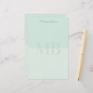 Papeterie Papier à lettres personnalisé vert écume de mer