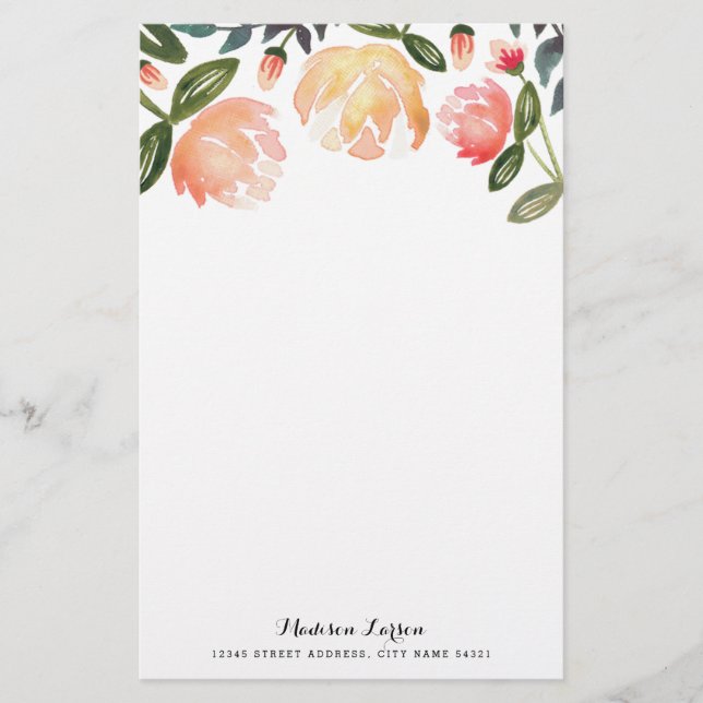 Papeterie Papier à lettres personnalisées Peach Peonies (Devant)