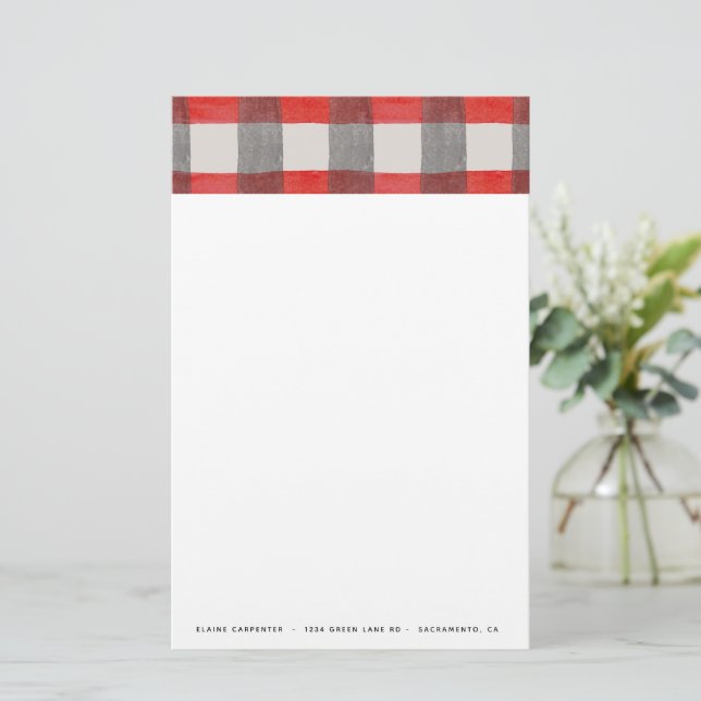 Papeterie Papier à lettres personnalisées Rustique Tartan Re (Debout devant)