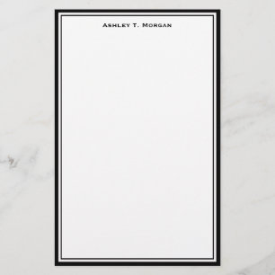 Papeterie Papier à lettres personnalisées Simplicité noir bl