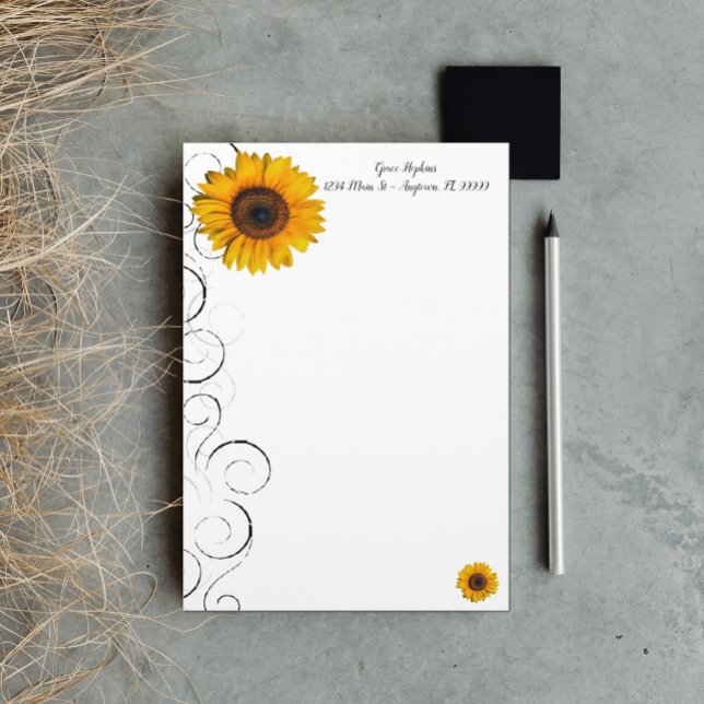 Papeterie Papier à lettres personnalisées tournesol (Créateur téléchargé)