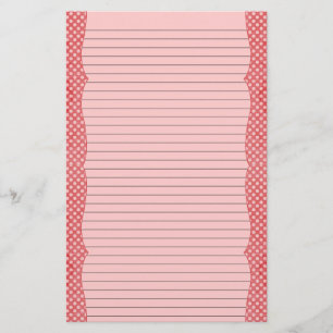 Papeterie Papier à lettres Polka rouge et rose - Lignes en o