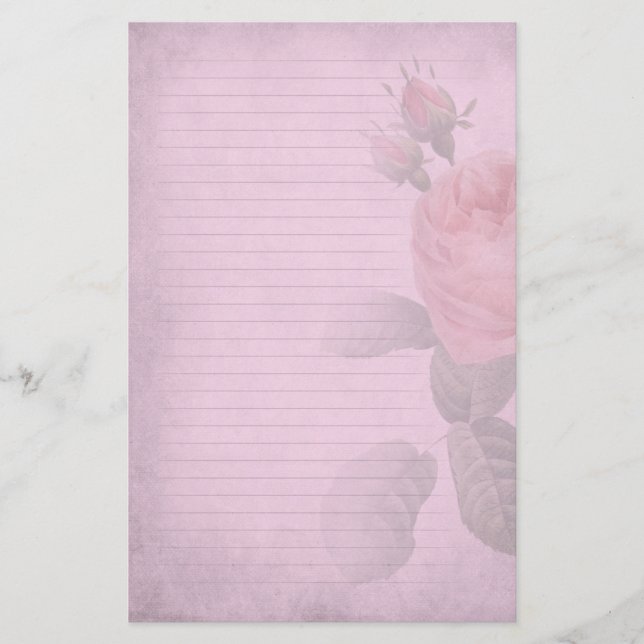 Papeterie Papier à lettres rayé par rose sombre de rose de (Devant)