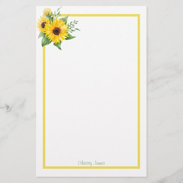 Papeterie Papier à lettres tournesol personnalisé (Devant)