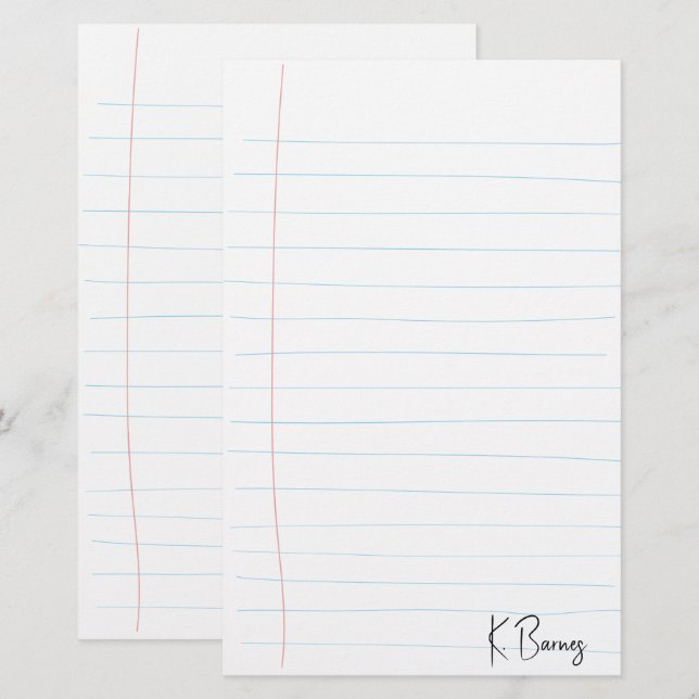 Papeterie Papier à liner dessiné à la main (Devant / Derrière)
