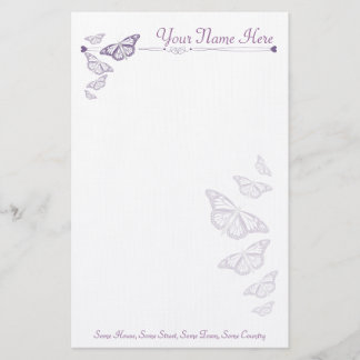Papeterie Papier de note personnalisé par papillon de prune