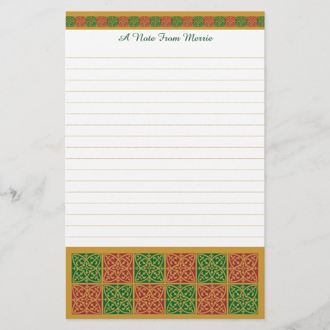 Papeterie Papier de vacances personnalisé rouge et vert (Devant)