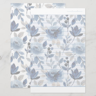 Papeterie Papier d'écriture bleu de la Marine florale Papie