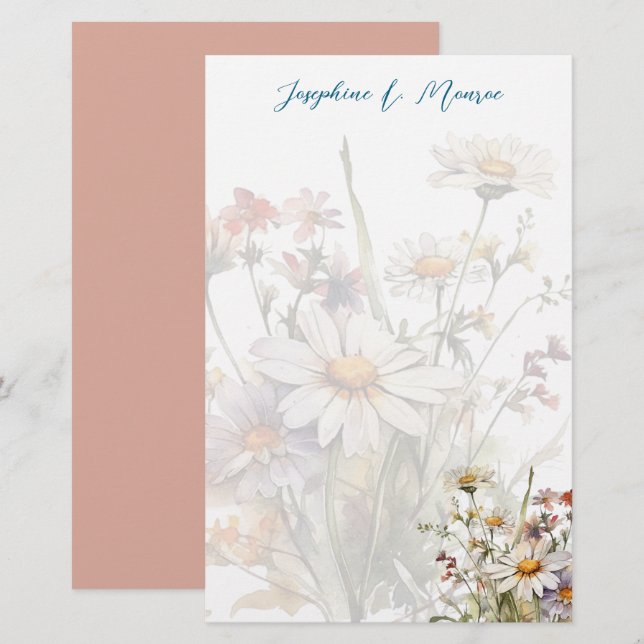 Papeterie Papier d'écriture personnalisé fleur sauvage (Devant / Derrière)