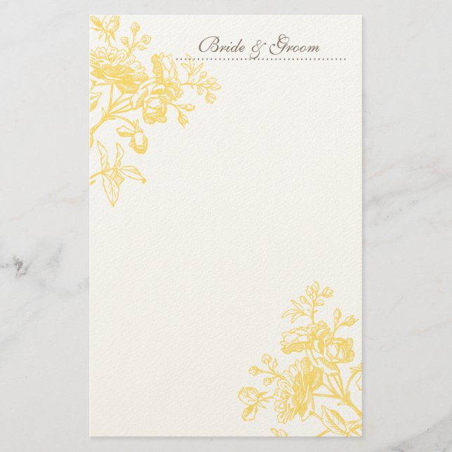 Papeterie Papier Mariage rose jaune (Devant)