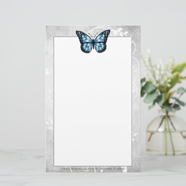 Papeterie Papier papillon bleu brillant (Debout devant)