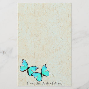 Papeterie Papier papillon Turquoise Faux papillon fait main