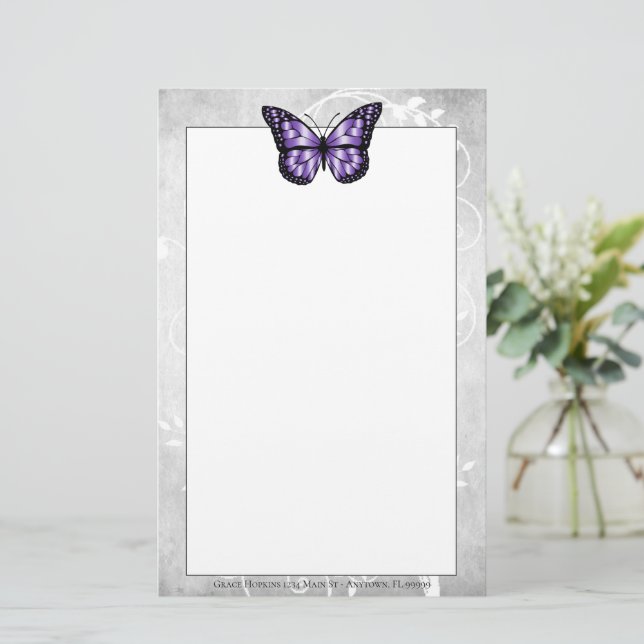 Papeterie Papier papillon violet brillant (Debout devant)