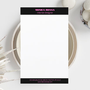 Papeterie Papier rose néon moderne simple professionnel