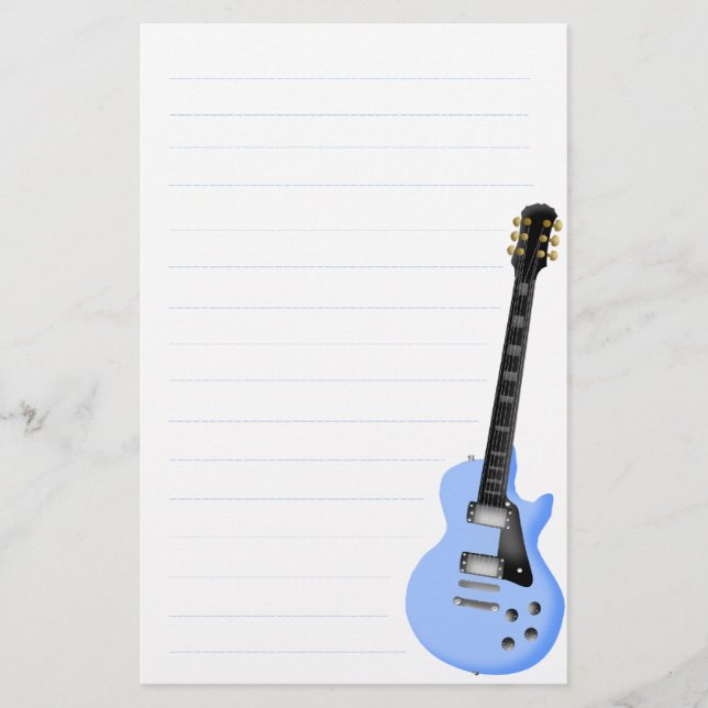 Papeterie papier stationnaire de guitare bleue (Devant)