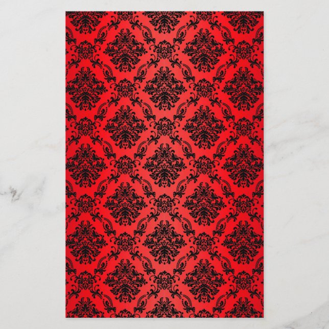 Papeterie Papier victorien rouge baroque d'album (Devant)