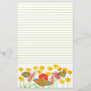 Papeterie Papillon California Poppies Fleur sauvage Garden