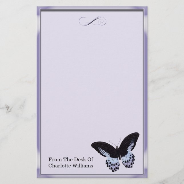 Papeterie Papillon métallique violet (Devant)