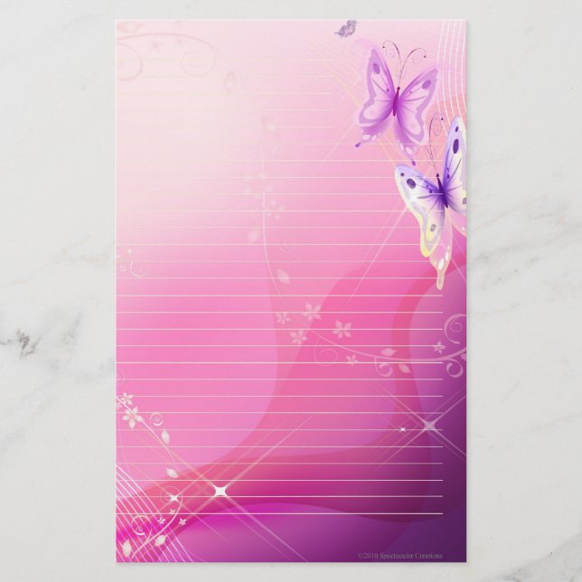 Papeterie Papillon rose stationnaire (Devant)