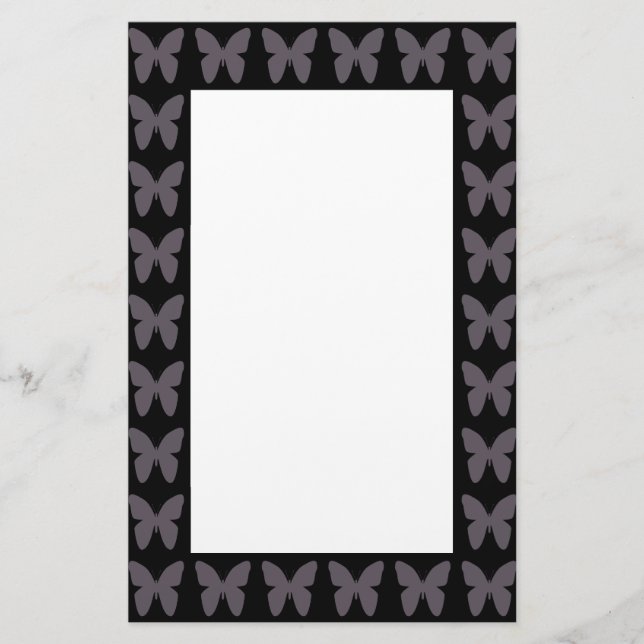 Papeterie Papillons Motif En Noir Et Blanc (Devant)