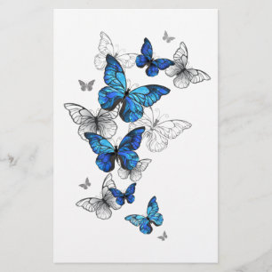 Papeterie Papillons volants bleus Morpho