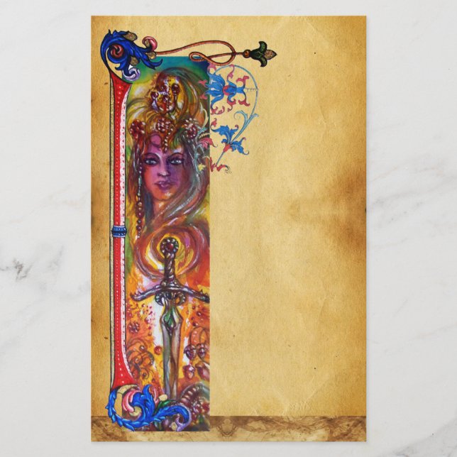 PAPETERIE PARCHEMIN FLORAL ROUGE DURENDAL ANTIQUE (Devant)